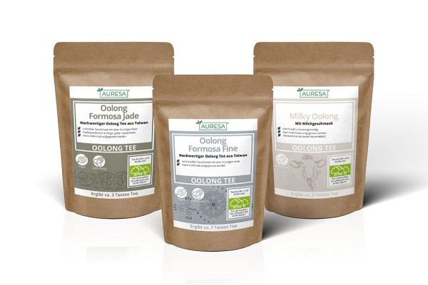 Drei verschiedene Oolong Tees: Formosa Fine und Jade und Milky Oolong