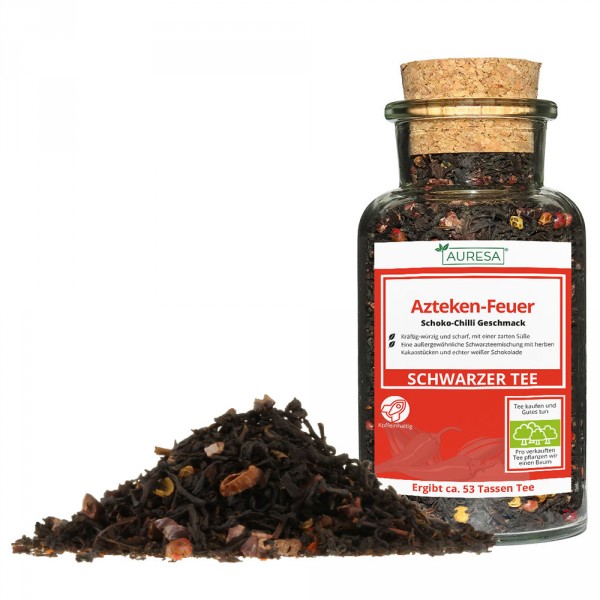 Loose black tea Azteken-Feuer in a glass