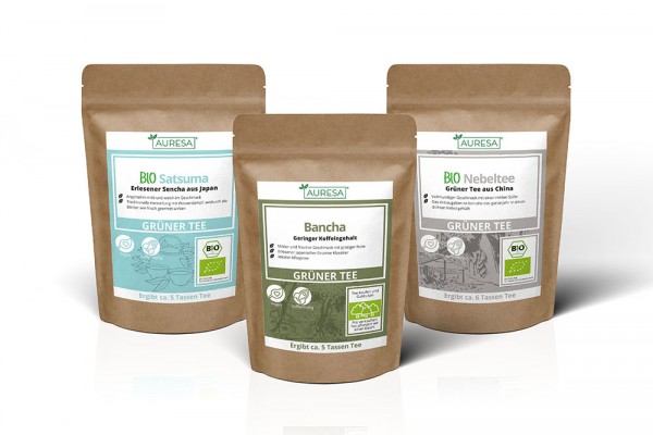 Dreimal grüner Tee: Bio Nebeltee, Bio Satsuma und Bancha