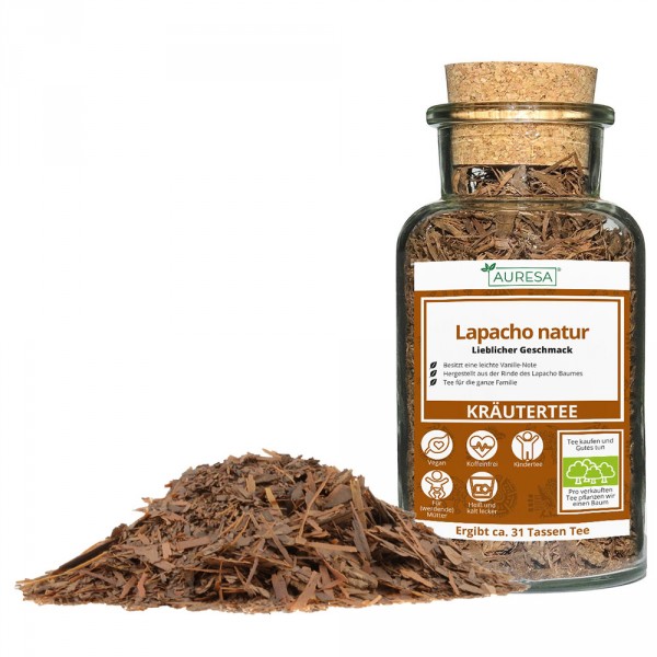 Loose herbal tea Lapacho with glass